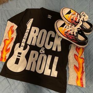 Converse all star flames - toddler boys 10.5 and 4T long sleeve flames shirt